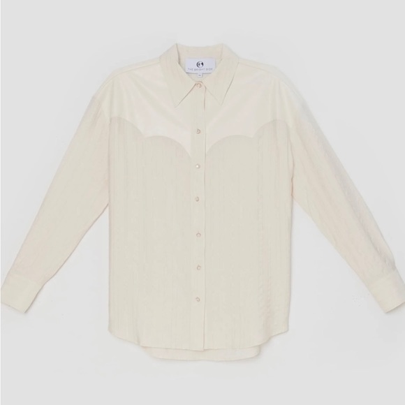 The Bright Side by Rocky Barnes Western Boyfriend Shirt Cloud Cream Size X-Small - Picture 2 of 2